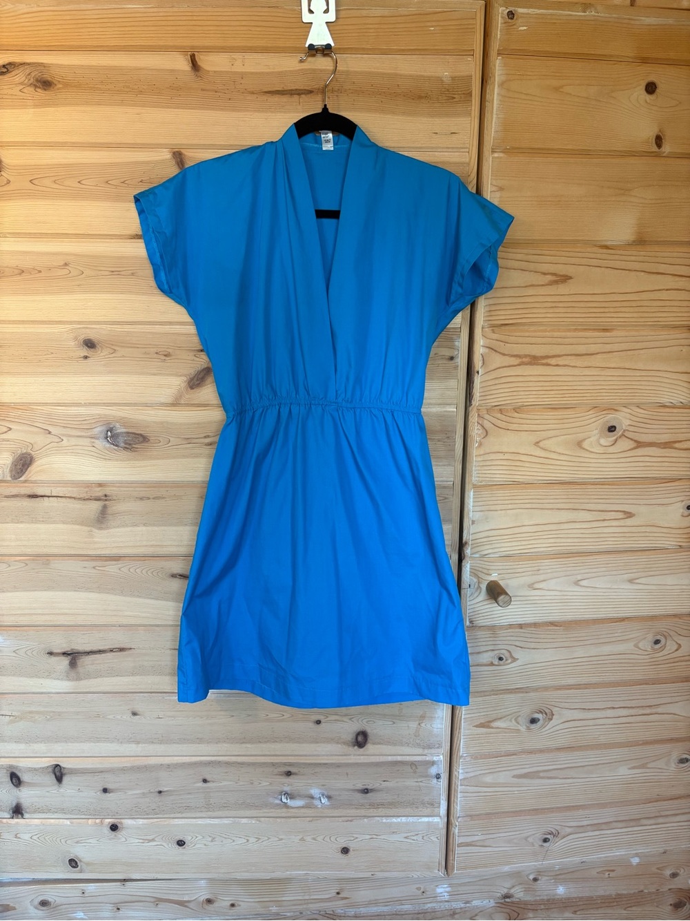 American Apparel Bright Blue V-Neck Short Sleeve Mini Dress